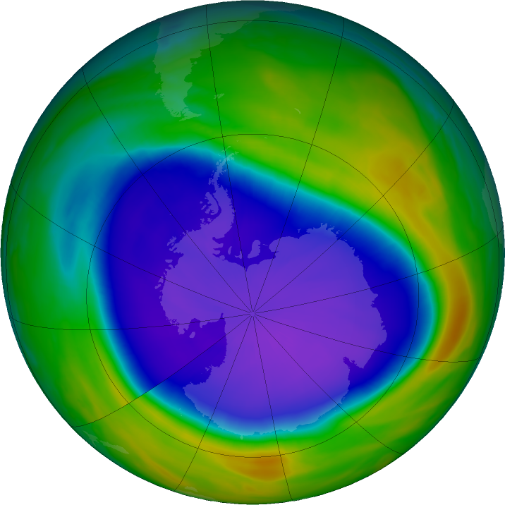 Antarctic ozone map for 23 September 2020
